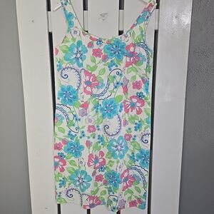 Sigrid Olsen Sport Blue Floral Shift Knee Length‎ Stretch Dress 10 Athleisure